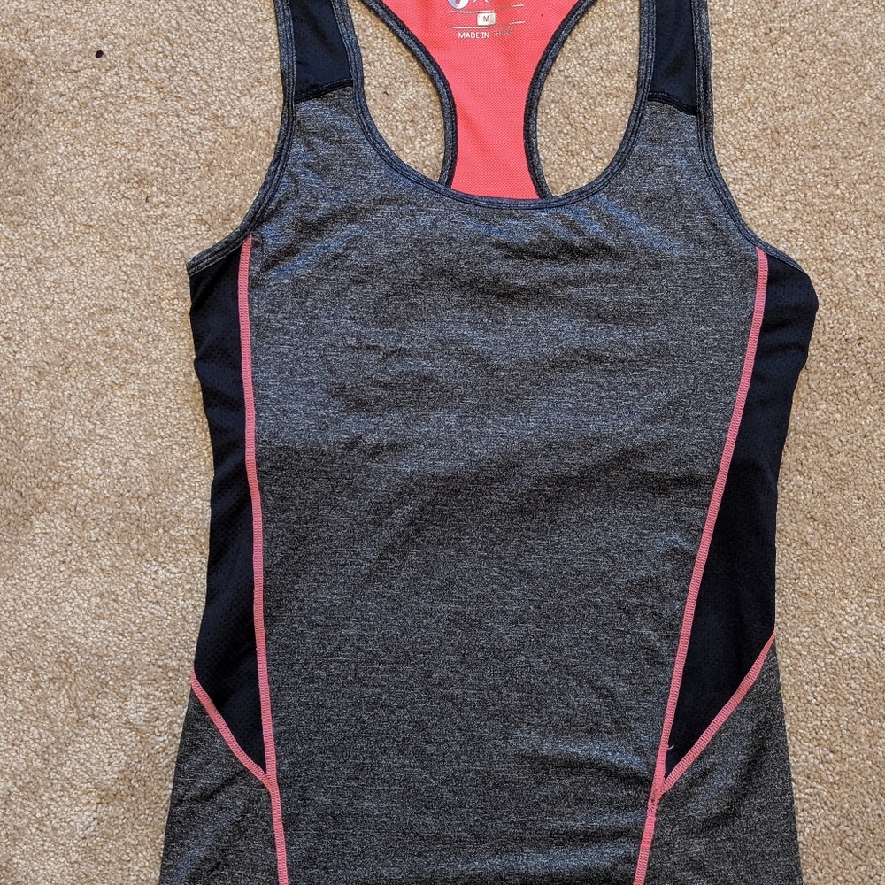 Active USA Charcoal and Coral  Bodysuit